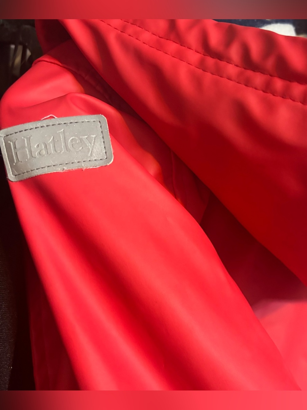 Kids Red Hooded Raincoat Jacket Hatley size 7 - Picture 7 of 8